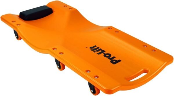 Pro-LifT Mechanic Plastic Creeper 36 Inch - Blow Molded Ergonomic HDPE Body with Padded Headrest - 300 Lbs Capacity Orange - Image 3
