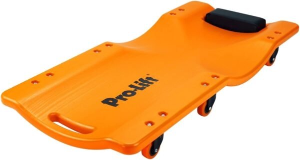 Pro-LifT Mechanic Plastic Creeper 36 Inch - Blow Molded Ergonomic HDPE Body with Padded Headrest - 300 Lbs Capacity Orange - Image 2