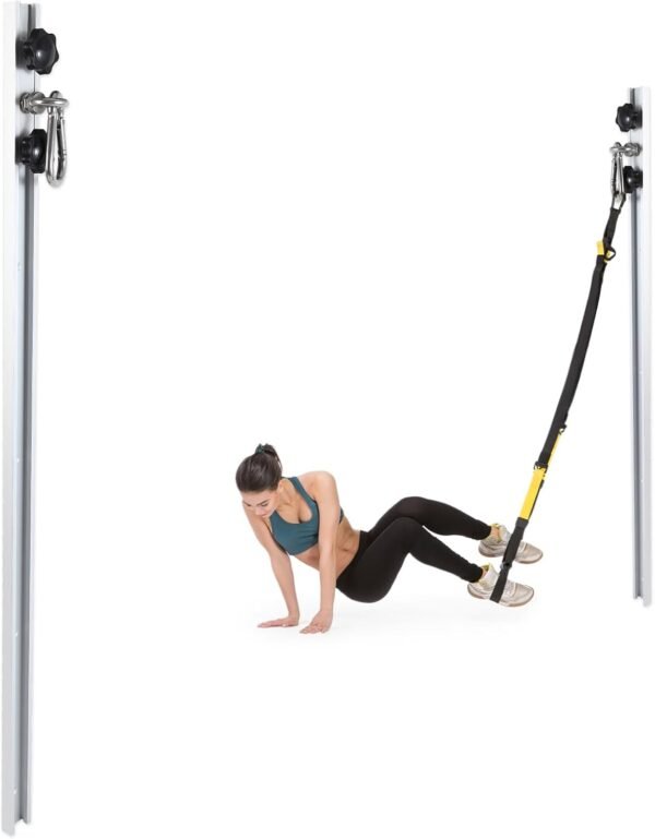 Resistance Band Wall Anchor,Gym Resistance Bands,djustable Workout Wall Anchor System,for Resistance Band Exercises,with 2 Rail and 2 Rail Car,Easy Installation(double set,No Resistance Bands) - Image 3