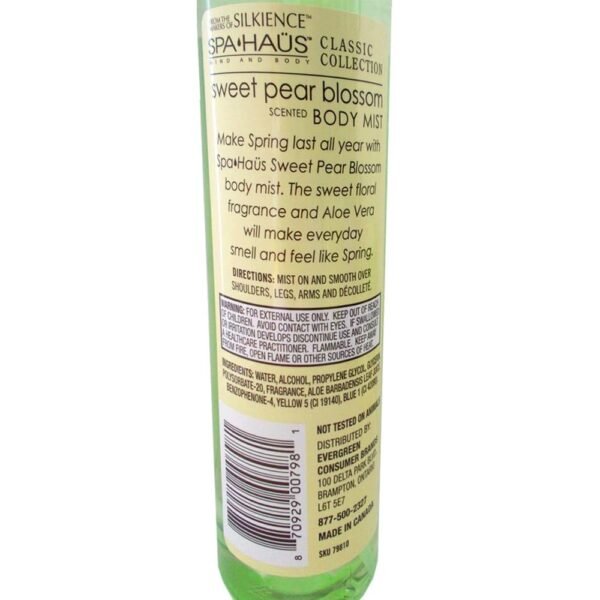 4 Women's Sweet Pear Blossom Spray Mist Body Splash Perfume Bath Fragrance 8oz Womens Fine Fragrance Aroma Floral Scents Aloe Vera Deodorizing Moisturizing Hydrating Skin Odor Eliminator Neutralizing - Image 3