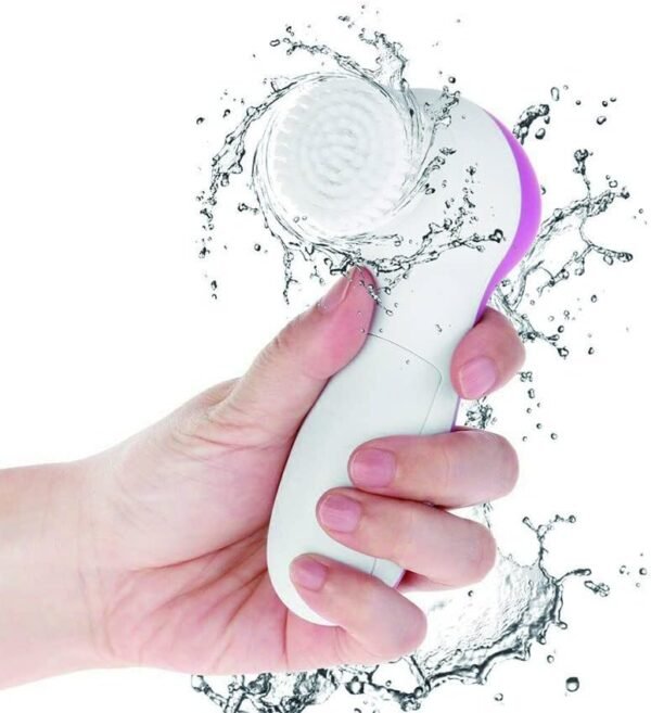 Pink 5 in 1 Deep Cleansing Facial Skin Electric Facial Cleanser Treatment Brush Massager Scrubber for Pimples, Blackheads and Dead Skin - Image 3