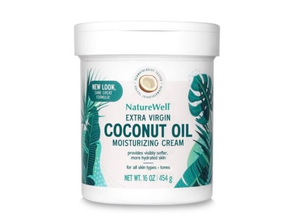 NATURE WELL Extra Virgin Coconut Oil Moisturizing Cream for Face, Body, & Hands, Anti Aging, Firming, Restores Skin's Moisture Barrier, Provides Intense Hydration For Dry & Dull Skin (16 Oz) - Image 2