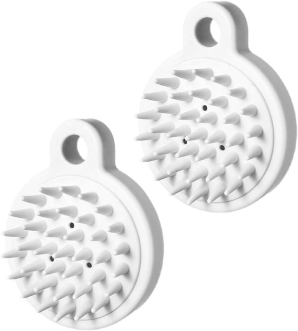 Scalp Massager Shampoo Brush 2 Pack,Shower Hair Brush with Soft Silicone Bristles,Easy to Lather up,Suitable for Men & Women,White - Image 2