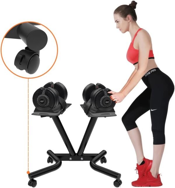 ATIVAFIT Adjustable Dumbbell Stand Fitness Dial Dumbbell Rack with Adjustable Belt for Home Gym Set - Image 8