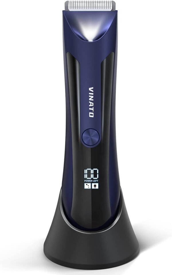VINATO Electric Body Hair Trimmer - Manscape Ball Trimmer, Groin Hair Trimmer for Men, Waterproof Ball Shaver, USB Recharge Dock Replaceable Ceramic Blade, Male Hygiene Razor, 90 Mins Battery Life - Image 2