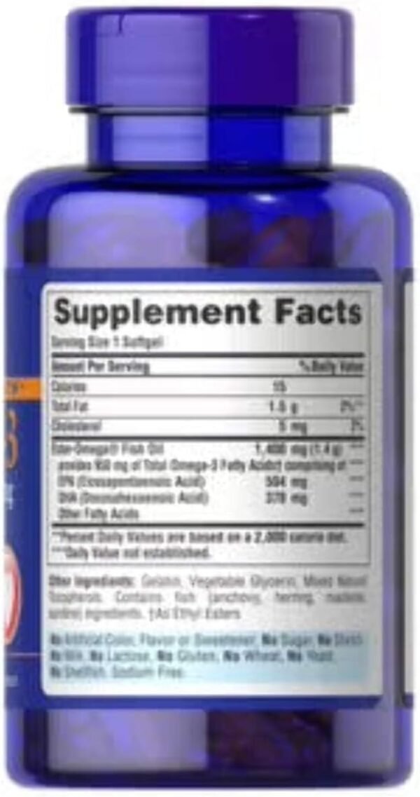 Puritan's Pride Triple Strength Omega-3 Fish Oil 1400mg, Active Omega-3 950mg, Dietary Supplement for Heart, Joint, and Cellular Health Support, 240 Rapid Release Softgels (Packaging May Vary) - Image 3