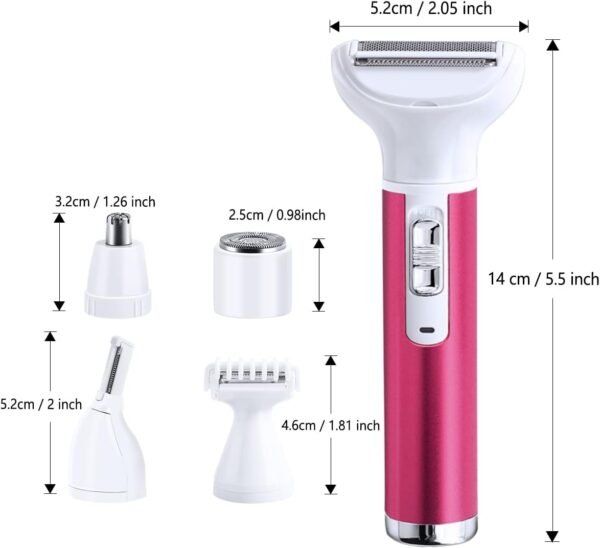 Electric Razor for Women Removal for Body Nose Hair Trimmer Face Shavers Eyebrow Legs Armpit Bikini Area Pubic Underarms Painless Rechargeable Portable 5 in 1 Womens Razors Set - Image 3
