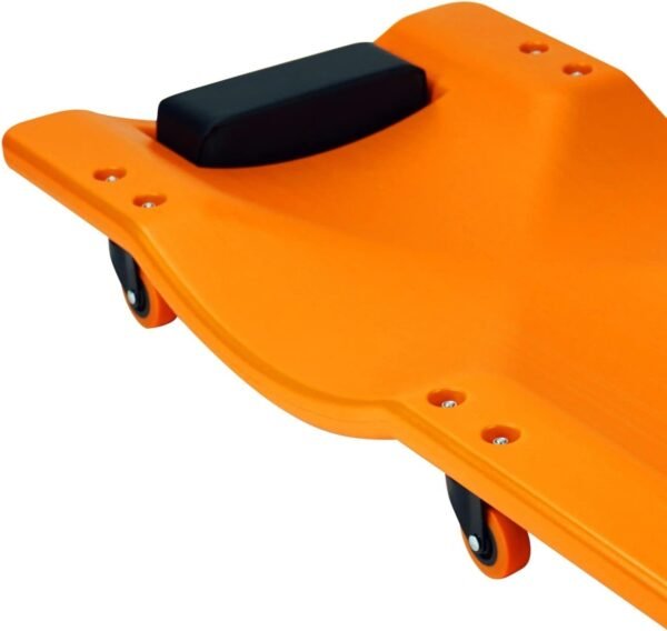 Pro-LifT Mechanic Plastic Creeper 36 Inch - Blow Molded Ergonomic HDPE Body with Padded Headrest - 300 Lbs Capacity Orange - Image 4