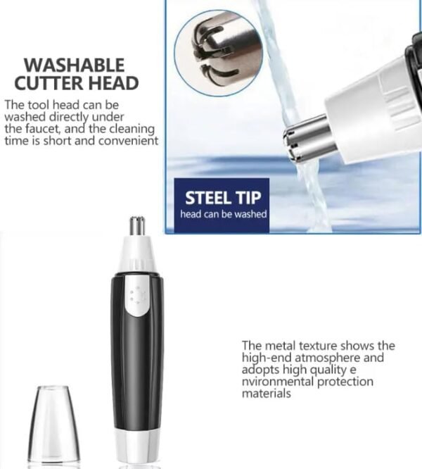 Nose and Ear Hair Trimmer - Professional Grooming for Men and Women - Stainless Steel, 360 Degree Hair Removal - Battery Powered for Seamless Facial Hair Removal - Waterproof and Quiet - Image 3