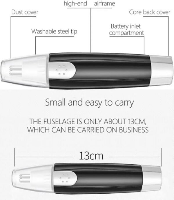 Nose and Ear Hair Trimmer - Professional Grooming for Men and Women - Stainless Steel, 360 Degree Hair Removal - Battery Powered for Seamless Facial Hair Removal - Waterproof and Quiet - Image 6