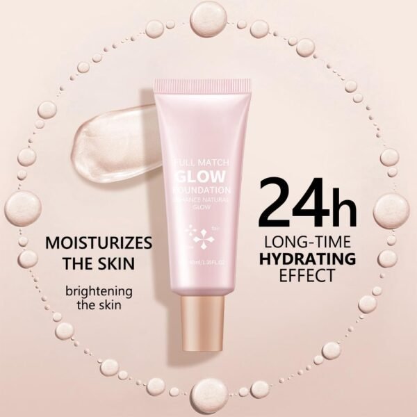 Full Match Glow Foundation, Long Lasting, Hydrator Natural Finish Lightweight Formula, Perfect Coverage Flawless Complexion Enhancer - Image 6