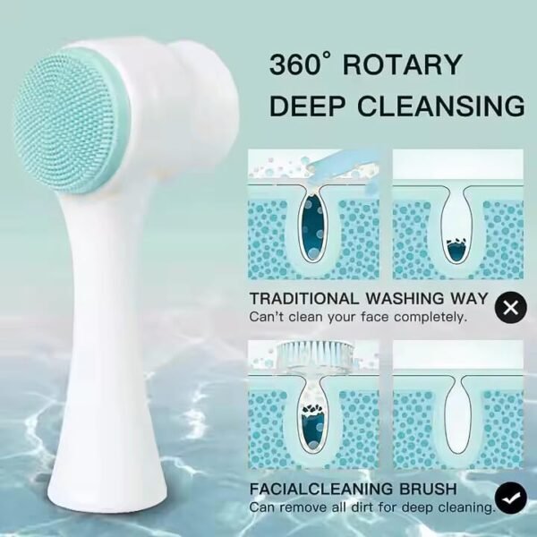 Face Brush 2 in 1 Double Sided Manual Facial Cleaning Brush. Exfoliating and Cleaning Face Scrubber with Soft Bristles. - Image 5