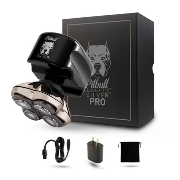 Skull Shaver Pitbull Silver PRO: Electric Head Shaver for Men, Wet & Dry Bald Head Shaver with Ergonomic Design - Perfect Grooming Gift Set for Your Husband - Image 2
