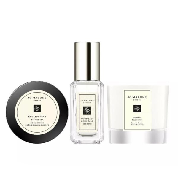 Jo Malone London Mini Luxuries Trio Gift Set - Wood Sage & Sea Salt Cologne - English Pear & Freesia Body Creme - Peony & Blush Suede Candle - Travel Size - Image 3