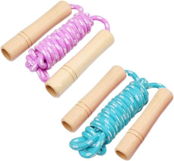 Cotton Jump Rope for Kids, Adjustable Toddler Skipping Rope with Wooden Handle, 2 Pack Student Jumping Rope for Outdoor Fun Activity, Exercise - Image 7