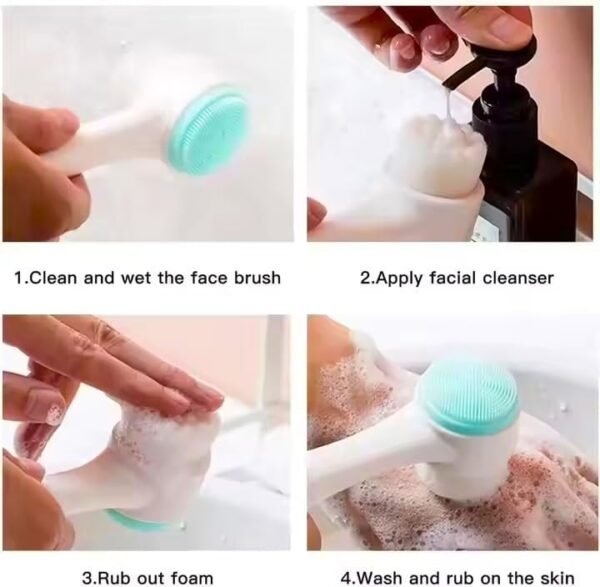 Face Brush 2 in 1 Double Sided Manual Facial Cleaning Brush. Exfoliating and Cleaning Face Scrubber with Soft Bristles. - Image 6