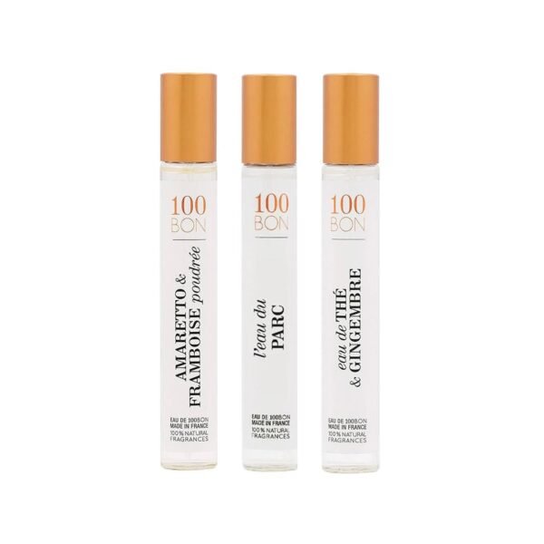 100BON 100% Natural Fragrances Vegan Cruelty Free Refillable Cologne Sprays Set, 3 x 0.5 fl oz - Raspberry & Almond, Citrus & Wood, Fresh Tea & Ginger - Image 4
