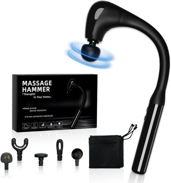 Massage Gun Deep Tissue with Long Handle for The Full Body,Pain Relief, Percussion Back Massager with 5 Massage Heads,Relax Gift for Mom, Dad, Wife, Husband,Friends (Black) - Image 2