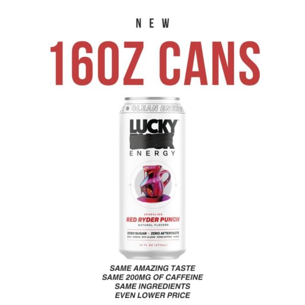 Lucky Energy Sugar Free Energy Drinks 16 Fl Oz Cans (Pack of 10) Healthy Energy Drink Variety Pack with Maca, Ginseng, Taurine, Beta-Alanine, 200mg Caffeine (Packaging may vary). - Image 7