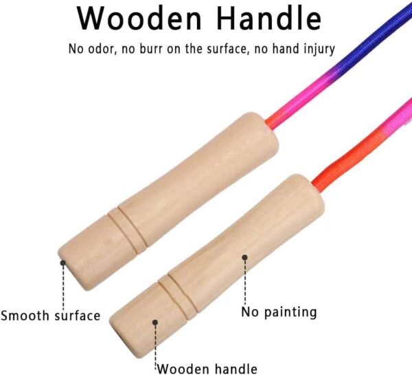 16 FT Long Jump Rope for Kids, 2 Pack Adjustable Double Dutch Skipping Rope with Wooden Handle, Multiplayer Rainbow Jumping Rope for Outdoor Fun, School Sport, Party Game - Image 6