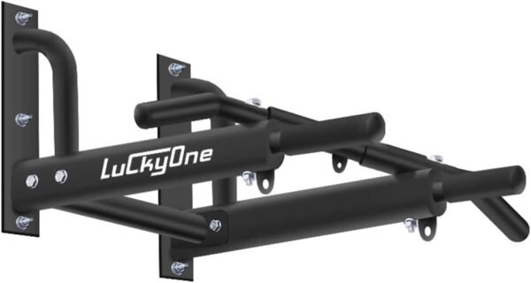 Luckyone Wall Mount Pull Up Bar, Heavy Duty Steel, 440 Lbs, Alloy Steel, Black - Image 2