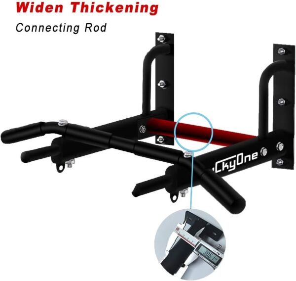 Luckyone Wall Mount Pull Up Bar, Heavy Duty Steel, 440 Lbs, Alloy Steel, Black - Image 6