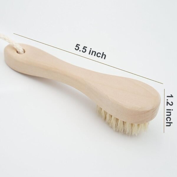 Wooden Facial Cleansing Brush Natural Bristles Wood Handle Wash Clean Exfoliate Scrub Cleaning Brushing Exfoliating Exfoliation Skin Care Face Cleanser Brushes 2 Pack Set - Image 4