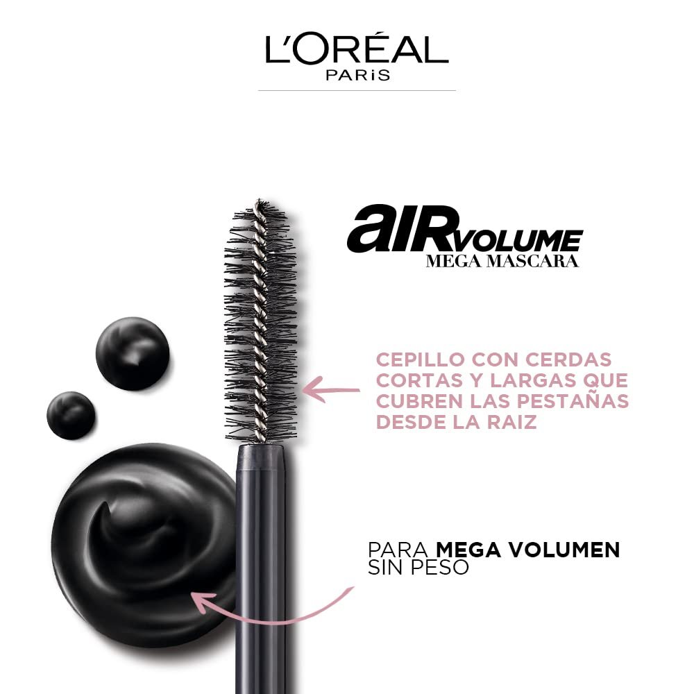 L’Oréal Paris Makeup Air Volume Mega Mascara, Lightweight & Long-lasting Volumizing Mascara for Voluminous Eyelashes, Waterproof Black, 0.3 Fl Oz - Image 5