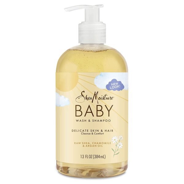 SheaMoisture Baby Wash & Shampoo for All Skin Types Raw Shea, Chamomile & Argan Oil Baby Wash and Shampoo with Frankincense & Myrrh to Help Cleanse 13 oz, Gold, Packaging may vary - Image 2