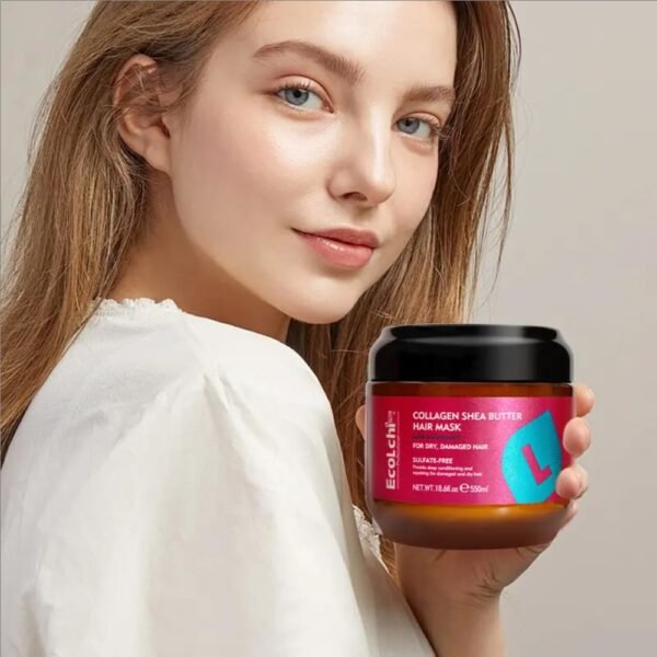 Ecolchi Collagen Hair Mask Deep Repair Conditioning Shea Butter Collagen Hair Treatment for Dry and Damaged Hair All Hair Types 18.6oz 550ml - Image 6
