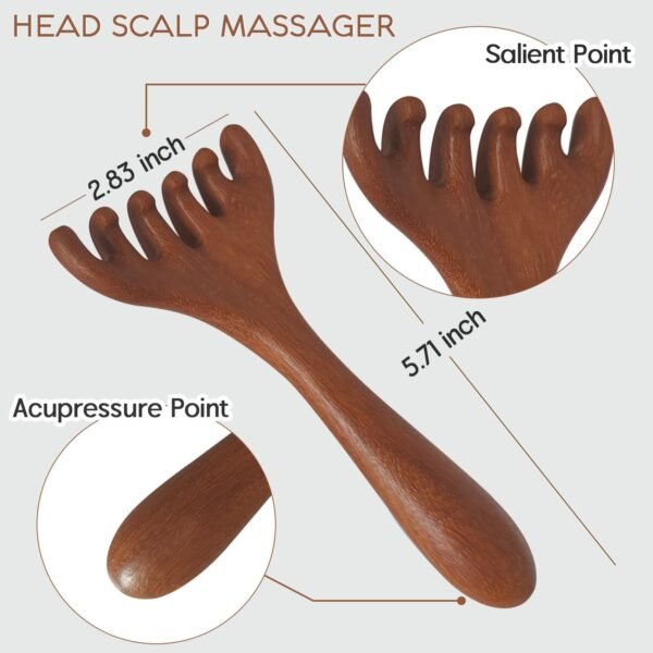 Wood Scalp Massager 2 Pcs, Head Massager Comb for Deep Relaxation & Stress Reduction, Head Scalp Massage Tool for Father's Day and Mother's Day Gifts - Image 4