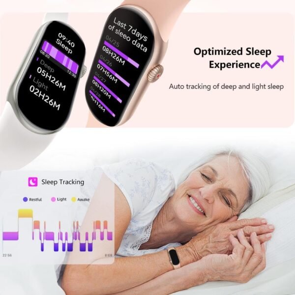 FITVII Ole Fitness Tracker, 1.6'' AMOLED Fitness Watch with 24/7 Heart Rate and Blood Pressure Monitor, Blood Oxygen Sleep Tracking Step Calories Counter IP68 Waterproof Activity Tracker for Women Men - Image 7