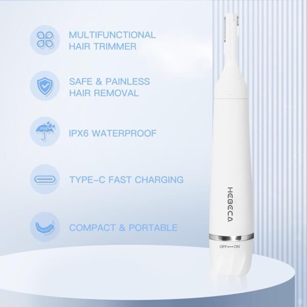 Nose Hair Trimmer for Women and Men, 3-in-1 Electric Facial Hair Removal Rechargeable Portble Waterproof Face Shaver Razor for Nose Ear Eyebrow Peach-Fuzz Lips Chin FT3001 - Image 3