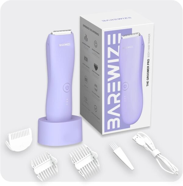 Bikini Trimmer for Women, Legs & Pubic Hair Trimmer for Women | Waterproof, Type-C Rechargeable, LED Light, Replaceable Blade, Electric Razors for Women, Womens Body Shaver (Lilac Purple) - Image 9