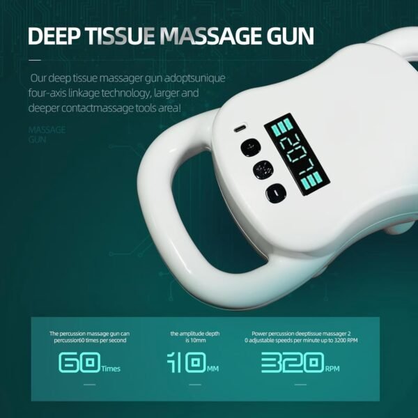 DEITY Massage Gun Deep Tissue, 4-Heads Handheld Electric Body Massager, Percussion Massager for Pain Relief in Back, Leg, Neck, Shoulder and Body, Relax Perfect Gifts for Man Women, White - Image 4