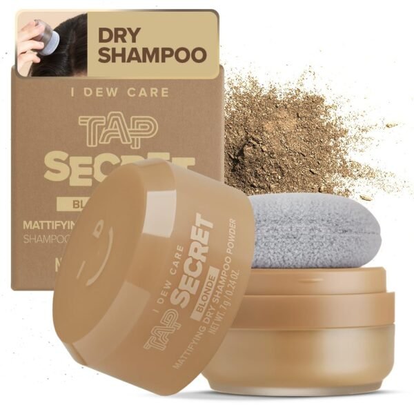 I DEW CARE Biotin Hair Root Touch Up Powder Dry Shampoo - Tap Secret Blonde | Korean Black Ginseng, Hair Strengthening, Non-aerosol, Benzene-free, Travel Size, Hair Volume, Hair Care, 0.24 oz. - Image 2