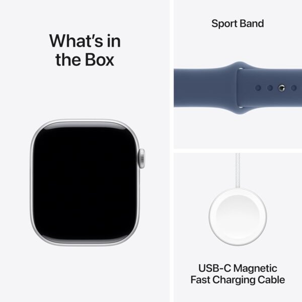 Apple Watch Series 10 [GPS + Cellular 46mm case] Smartwatch with Silver Aluminium Case with Denim Sport Band - M/L. Fitness Tracker, ECG App, Always-On Retina Display, Water Resistant - Image 8