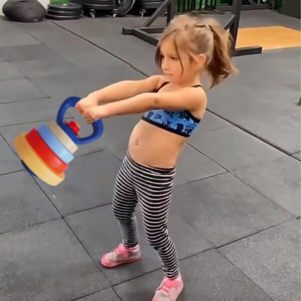 RAINBOW TOYFROG Kids Kettlebell - Fun Exercise Equipment and Stacking Toy Weights - Toddler Gym Workout Toys and Fitness Games - Cool Baby Sports Stuff for Boys and Girls - Adjustable Weight - Image 6
