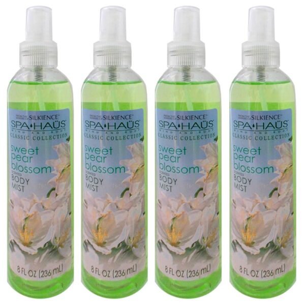 4 Women's Sweet Pear Blossom Spray Mist Body Splash Perfume Bath Fragrance 8oz Womens Fine Fragrance Aroma Floral Scents Aloe Vera Deodorizing Moisturizing Hydrating Skin Odor Eliminator Neutralizing - Image 2