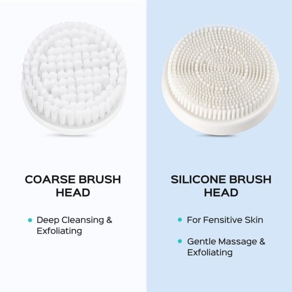 COSLUS Facial Cleansing Brush Silicone Face Scrubber: 2 in1 FBS-D Electric Exfoliating Massage Device Waterproof Deep Cleaning Exfoliation Rotating Spa Machine - Electronic Skin Care Wash Clean System - Image 3