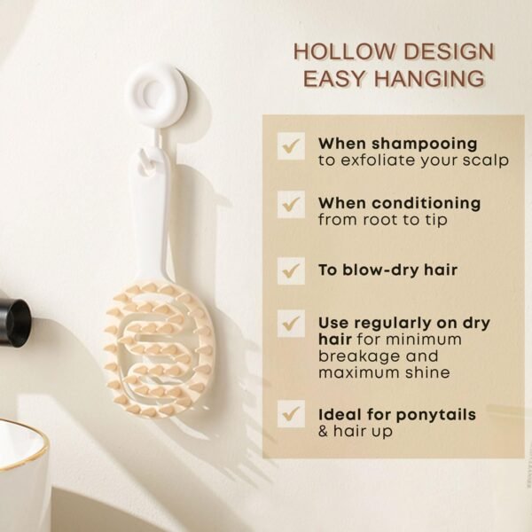 Scalp Massager Shampoo Brush for Hair Silicone Scalp Scrubber with Handle Curved Vented Scalp Scrubber Scalp Care Brush Soft Hair Shampoo Brush for Scalp Exfoliator and Dandruff Removal(White) - Image 5