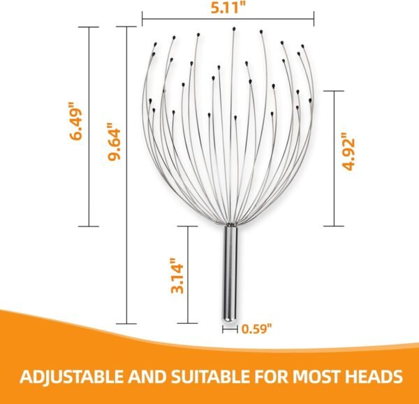 YEZY Head Massager 28 Fingers Head Scratcher Scalp Massager, Back Scratcher, Back Massager, Stocking Stuffers for Head Massage Back Massage (Silvery) - Image 9