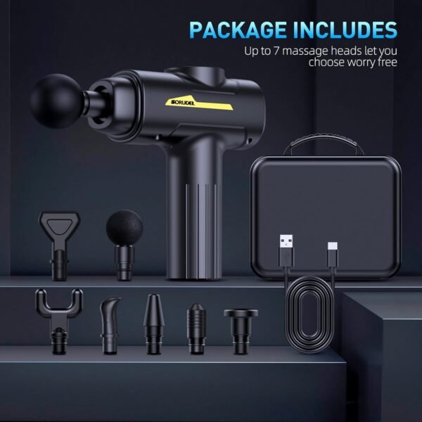 Massage Gun,Massage Gun Deep Tissue for Pain Relief with 7 Massage Heads & 6 Speeds and Carrying Case (Black) - Image 10