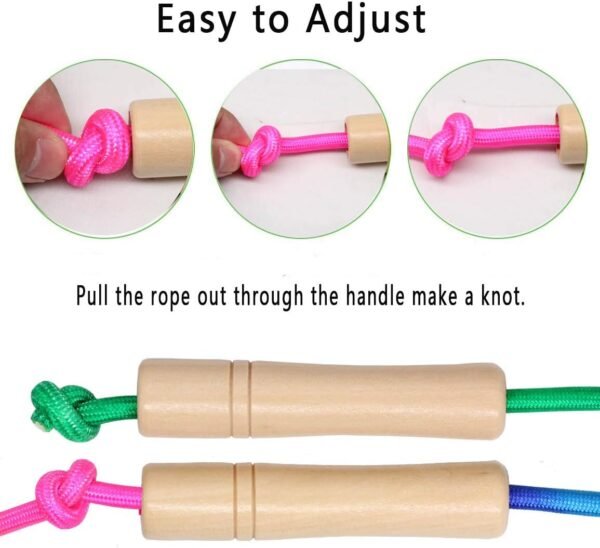 16 FT Long Jump Rope for Kids, 2 Pack Adjustable Double Dutch Skipping Rope with Wooden Handle, Multiplayer Rainbow Jumping Rope for Outdoor Fun, School Sport, Party Game - Image 5
