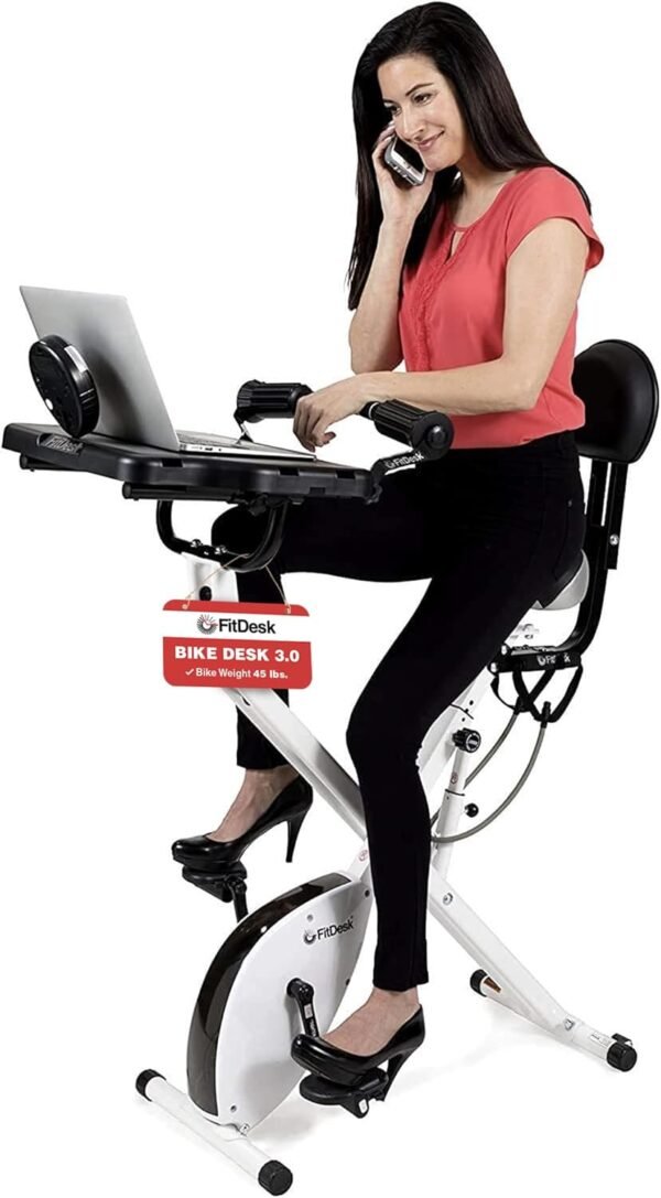 FitDesk Bike Desk 3.0 - Adjustable Height Standing Desk Exercise Bike, Built-in Tablet Holder, Lightweight Stationary Laptop Table for Home Office, Supports Up to 300 lbs, Ideal for Home Workouts - Image 2