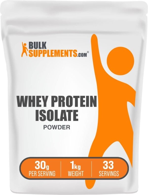 BulkSupplements.com Whey Protein Isolate Powder - Unflavored Protein Powder, Whey Isolate Protein Powder - Whey Protein Powder, Gluten Free, 30g per Serving, 1kg (2.2 lbs) (Pack of 1) - Image 2