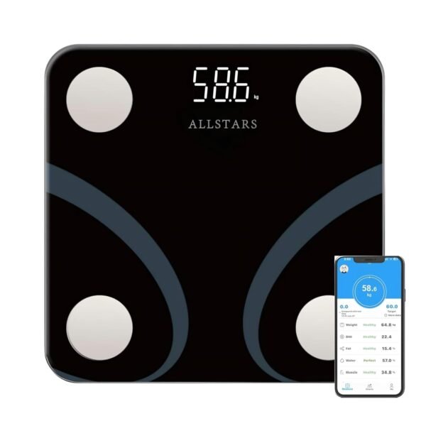 Smart Weight Scale, Monitors 12 Body Metrics Including BMI and Body Fat with Smart Phone APP, 396 Lbs, Black - Image 2