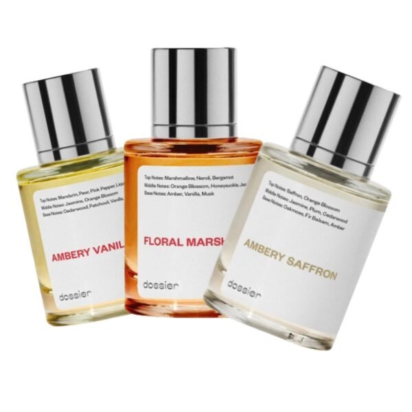 Dossier - PACK OF 3 - Eau de Parfum - Ambery Saffron - Floral Marshmallow - Ambery Vanila - Perfume Luxury - Pure Infused - Paraben Free - Vegan - Feminin - For Women - Fragrance 1,70z (Spray 50ml) - Image 2