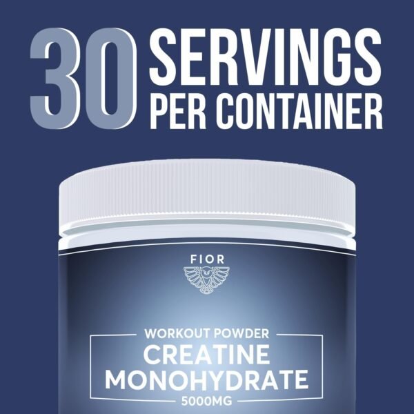 FIOR Pure Creatine Monohydrate Powder - Micronized Creatine for Men & Women, Pure Non-GMO, Vegan & Gluten Free Creatine Powder, 5 Grams per Serving, 30 Servings - Image 8