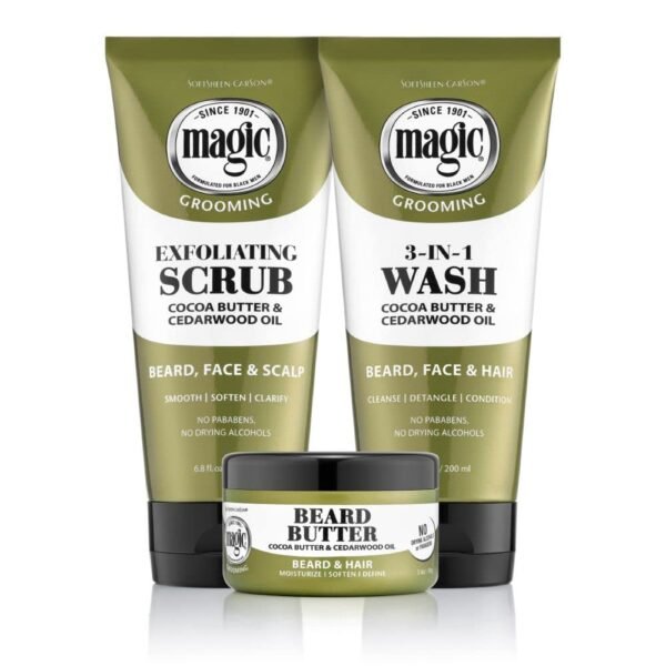 SoftSheen-Carson Magic Men's Grooming Facial Exfoliating Scrub, Softens, Smooths and Clarify, With Cocoa Butter and Cedarwood Oil for Beard, Skin and Scalp, 6.7 fluid ounces - Image 15